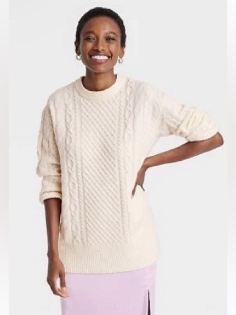 New! A New Day Cream Cable Knit Sweater XL/XXL